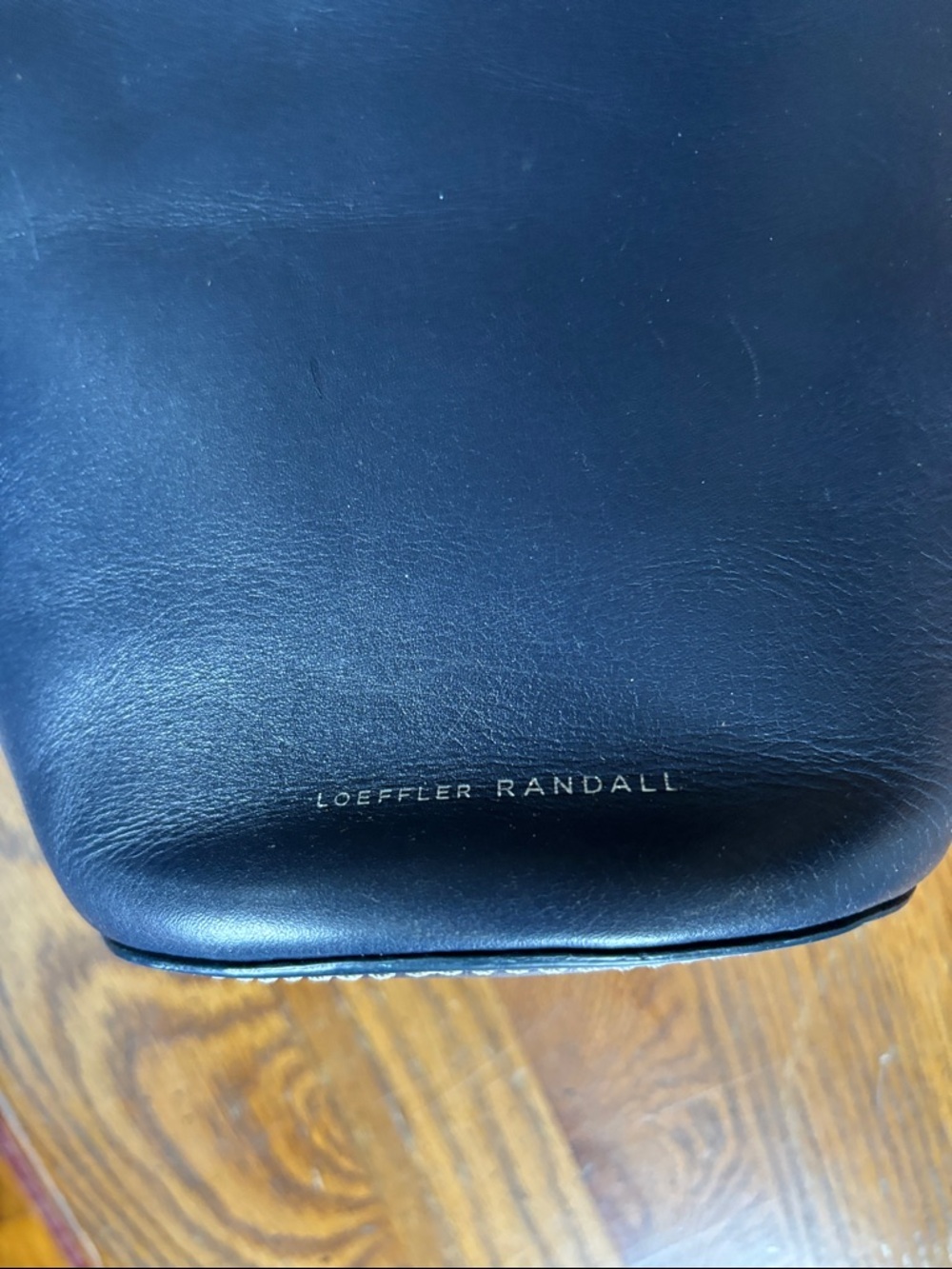 Loeffler Randall Navy Blue Leather Bucket Bag Purse with Tortoiseshell Handle - Picture 3 of 7